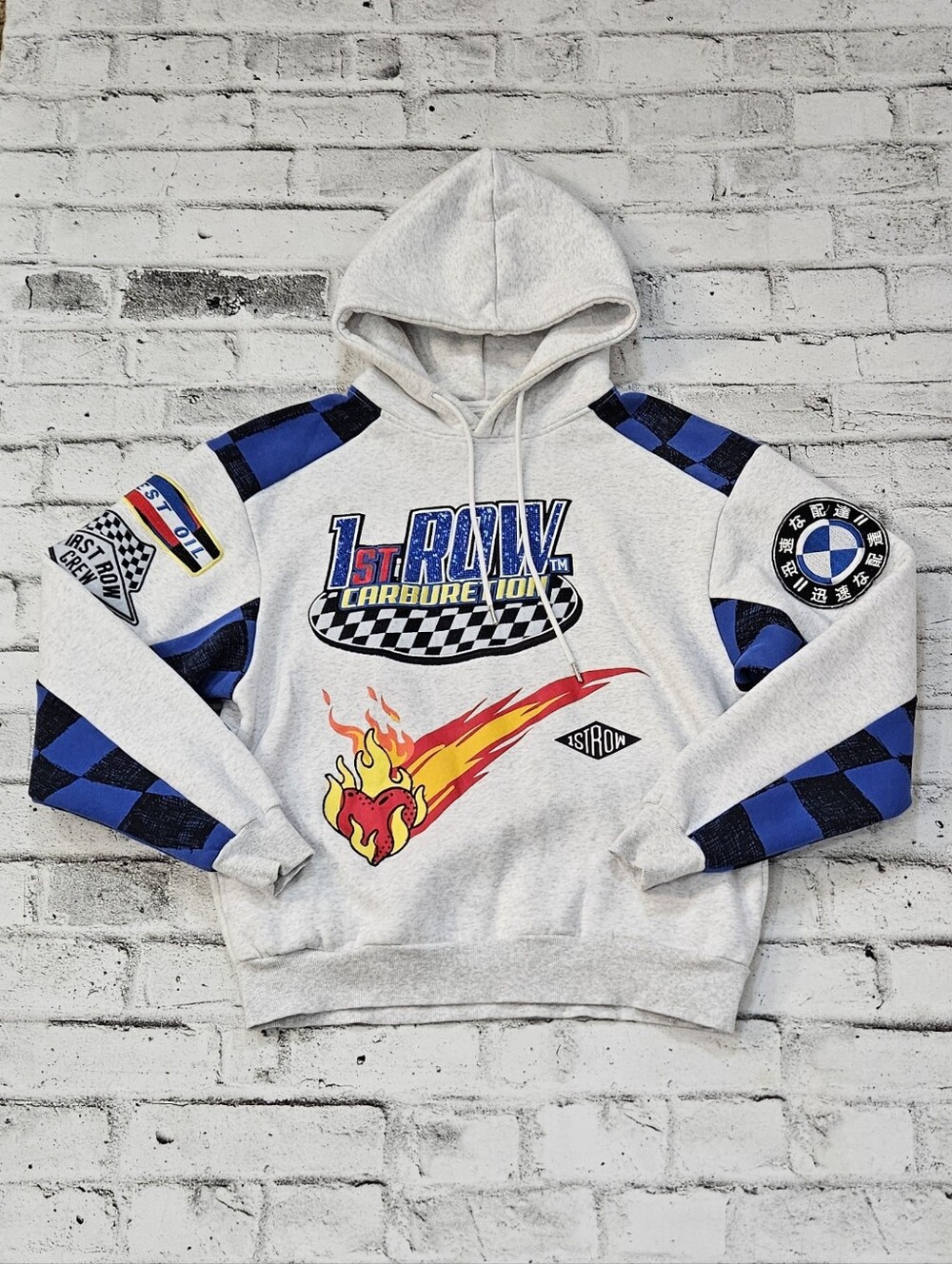 First Row Motorsport Racing Graphic Hoodie Checkered BMW Style Size M